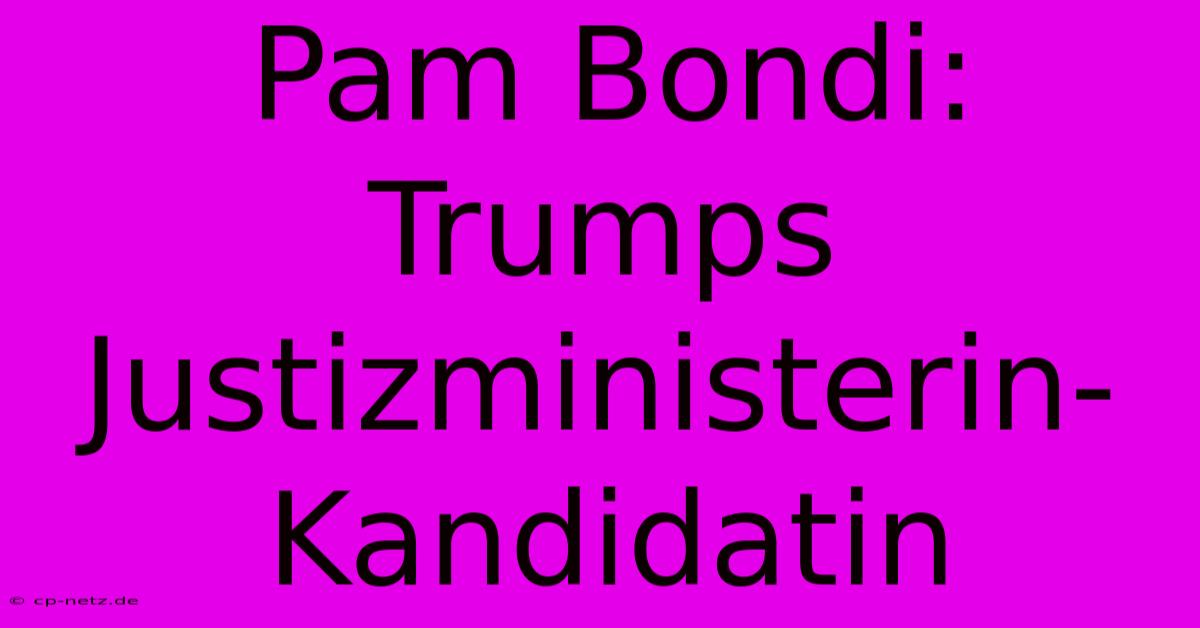 Pam Bondi: Trumps Justizministerin-Kandidatin