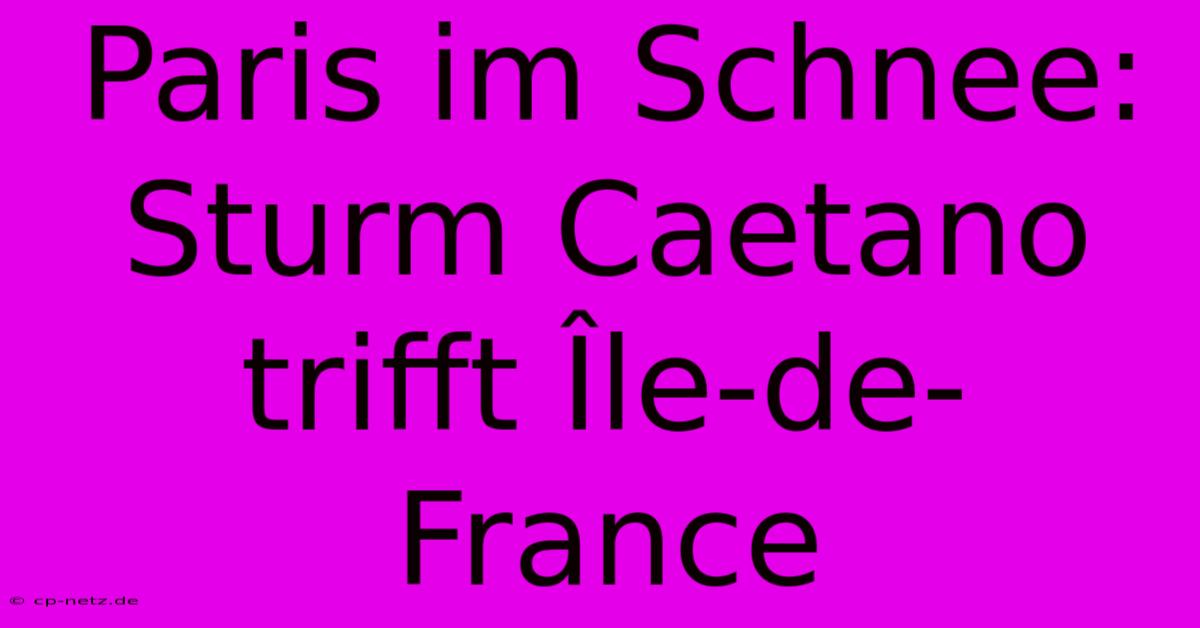 Paris Im Schnee: Sturm Caetano Trifft Île-de-France