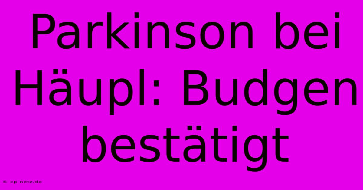 Parkinson Bei Häupl: Budgen Bestätigt