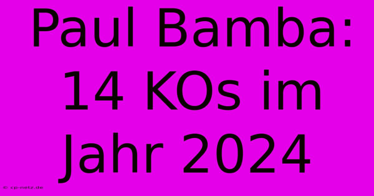 Paul Bamba: 14 KOs Im Jahr 2024