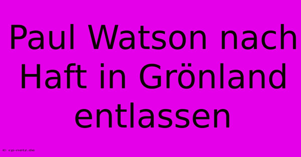 Paul Watson Nach Haft In Grönland Entlassen