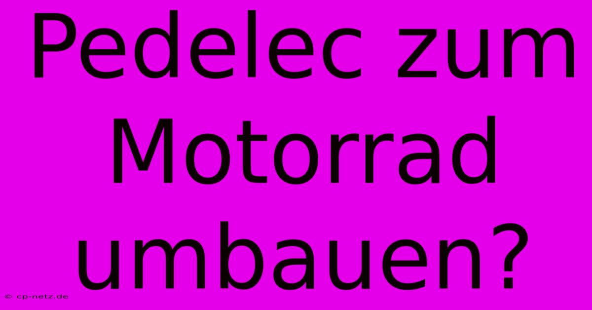 Pedelec Zum Motorrad Umbauen?