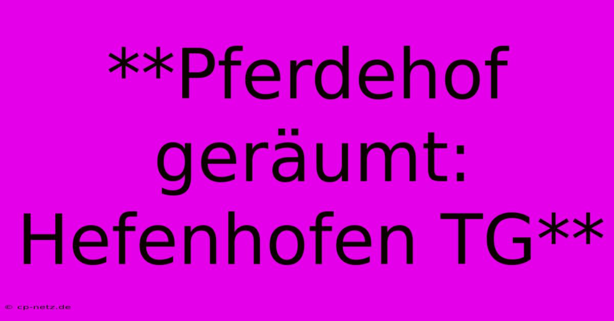 **Pferdehof Geräumt: Hefenhofen TG**