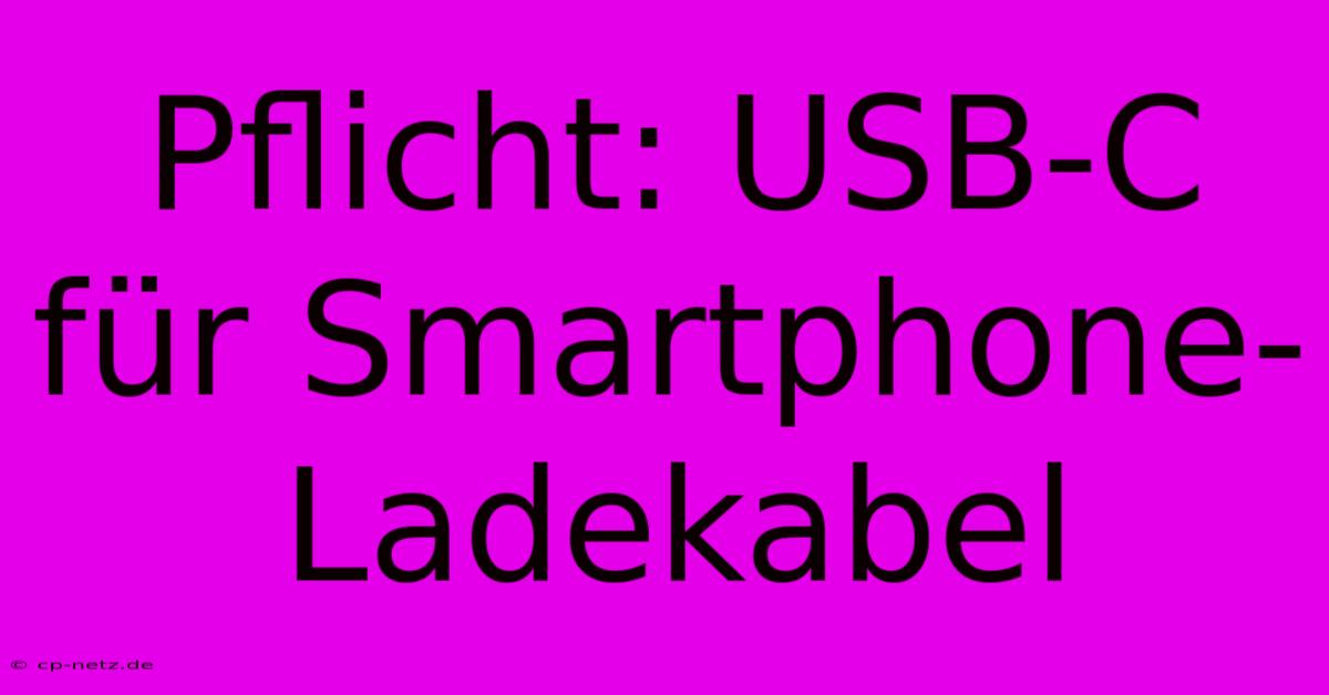 Pflicht: USB-C Für Smartphone-Ladekabel