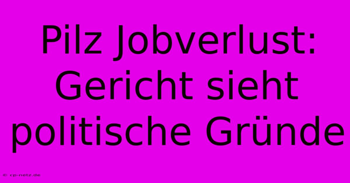 Pilz Jobverlust: Gericht Sieht Politische Gründe