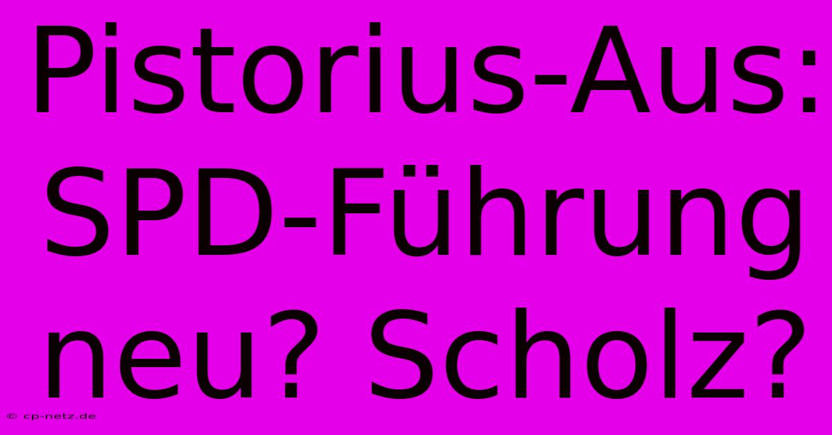 Pistorius-Aus: SPD-Führung Neu? Scholz?
