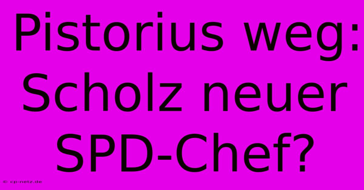 Pistorius Weg: Scholz Neuer SPD-Chef?