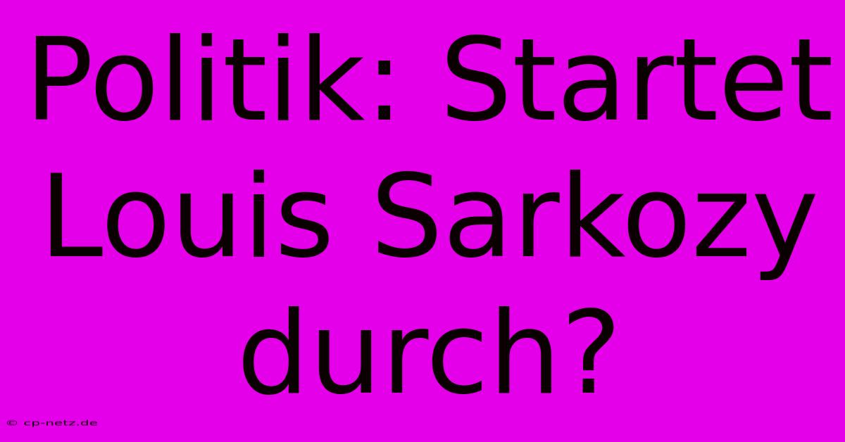 Politik: Startet Louis Sarkozy Durch?