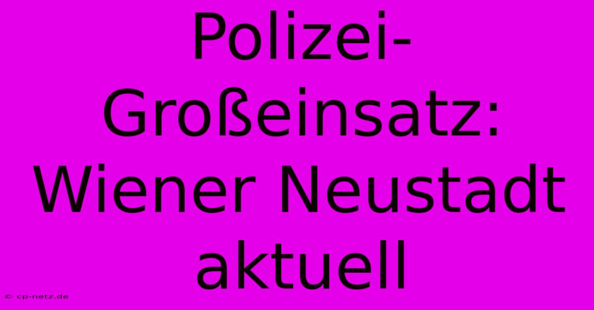 Polizei-Großeinsatz: Wiener Neustadt Aktuell