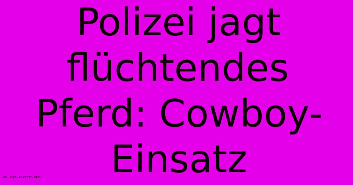 Polizei Jagt Flüchtendes Pferd: Cowboy-Einsatz