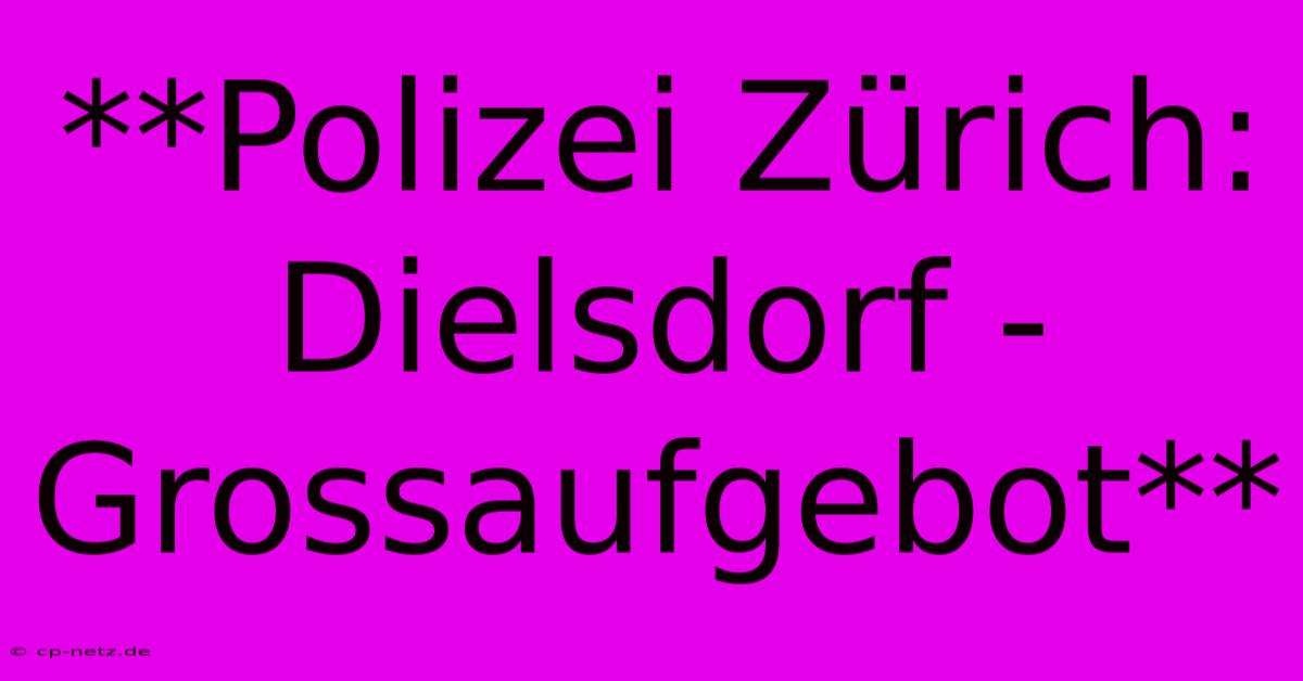 **Polizei Zürich:  Dielsdorf -  Grossaufgebot**