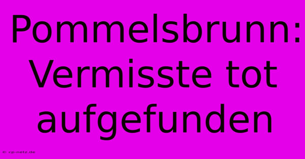 Pommelsbrunn: Vermisste Tot Aufgefunden