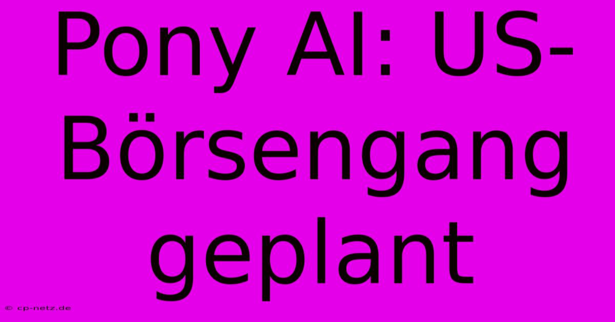 Pony AI: US-Börsengang Geplant