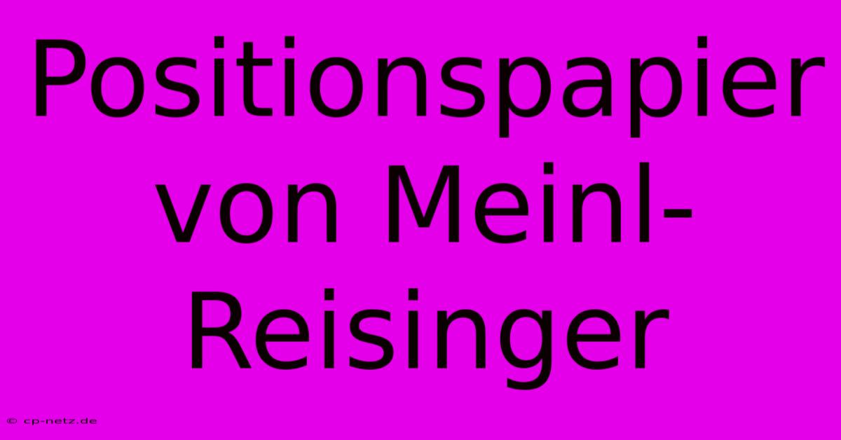 Positionspapier Von Meinl-Reisinger