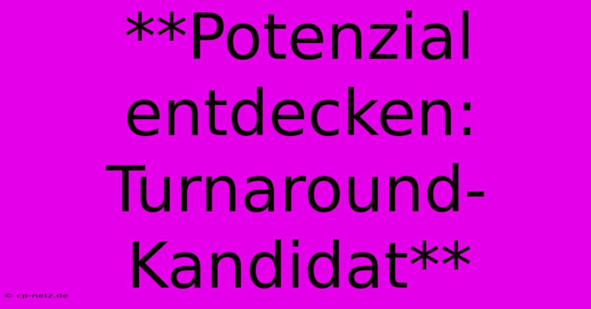 **Potenzial Entdecken: Turnaround-Kandidat**