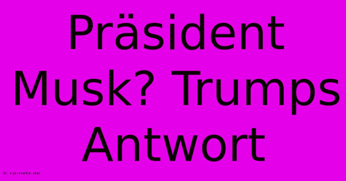 Präsident Musk? Trumps Antwort