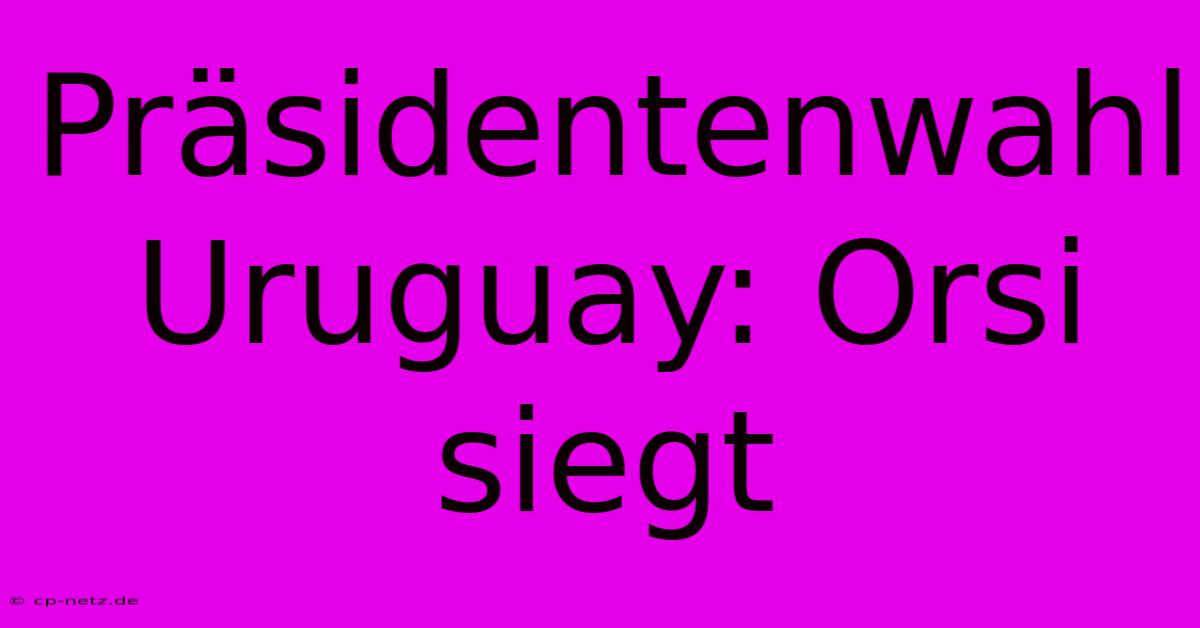 Präsidentenwahl Uruguay: Orsi Siegt