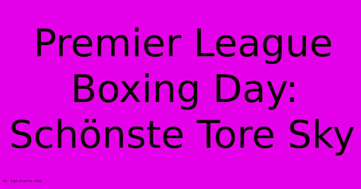 Premier League Boxing Day: Schönste Tore Sky