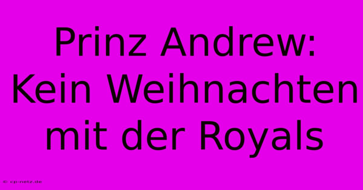 Prinz Andrew: Kein Weihnachten Mit Der Royals