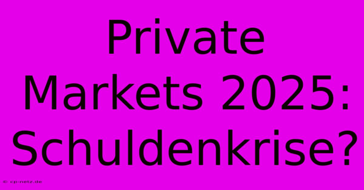 Private Markets 2025: Schuldenkrise?