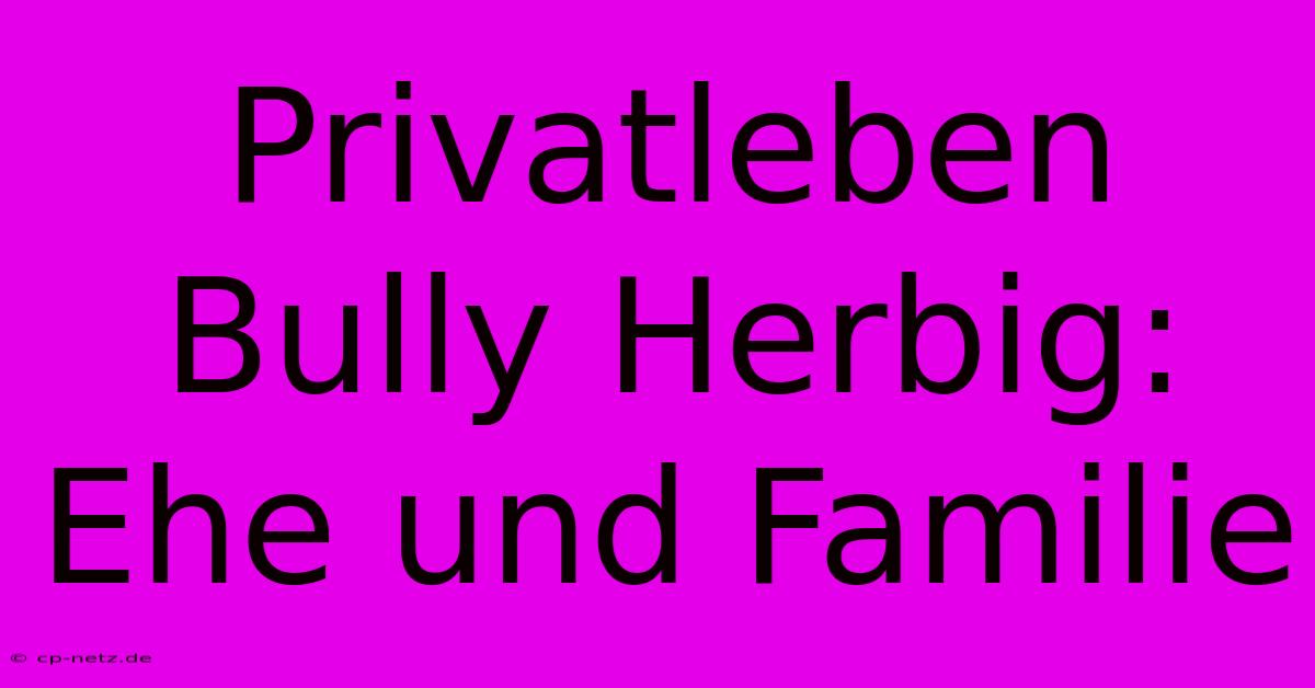 Privatleben Bully Herbig: Ehe Und Familie