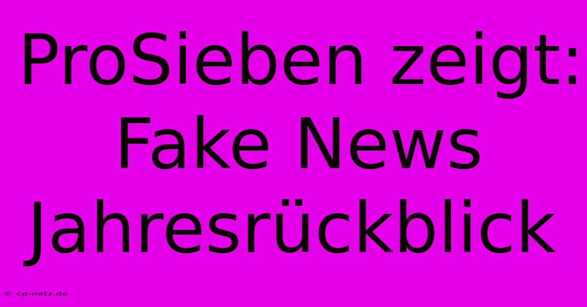 ProSieben Zeigt: Fake News Jahresrückblick