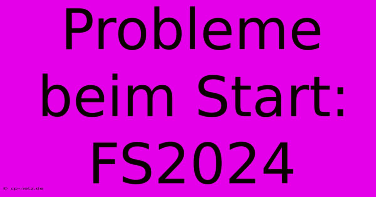 Probleme Beim Start: FS2024