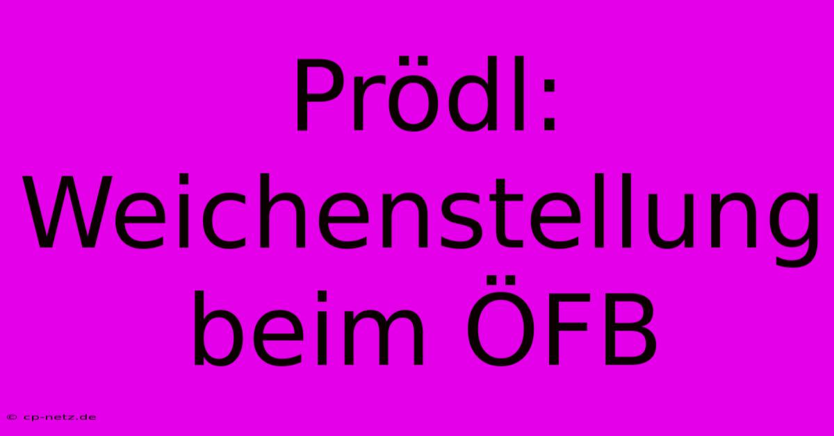 Prödl: Weichenstellung Beim ÖFB