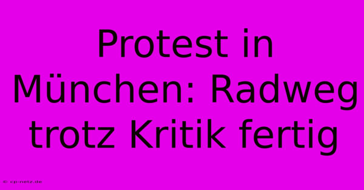 Protest In München: Radweg Trotz Kritik Fertig