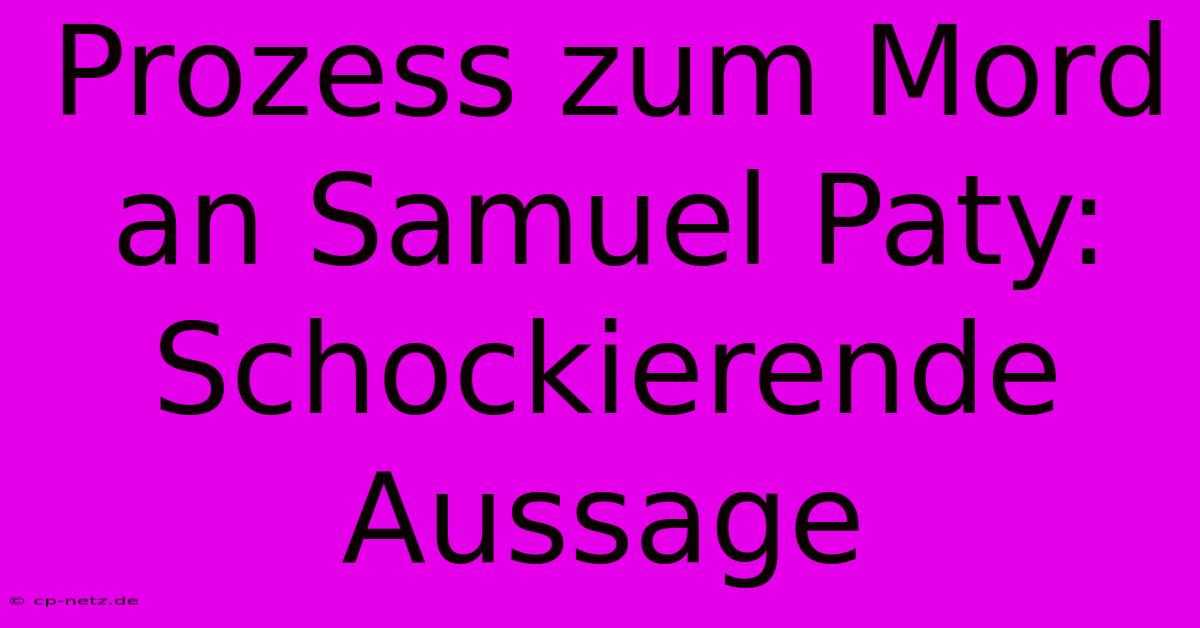 Prozess Zum Mord An Samuel Paty: Schockierende Aussage