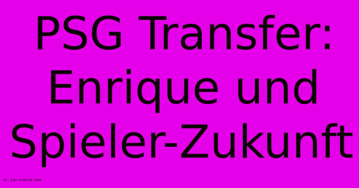 PSG Transfer:  Enrique Und Spieler-Zukunft