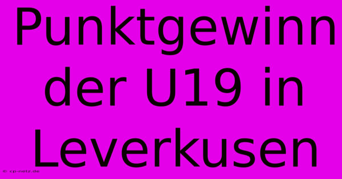 Punktgewinn Der U19 In Leverkusen