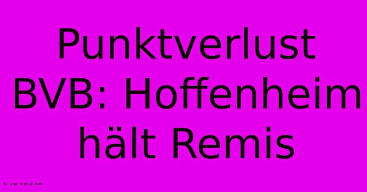 Punktverlust BVB: Hoffenheim Hält Remis