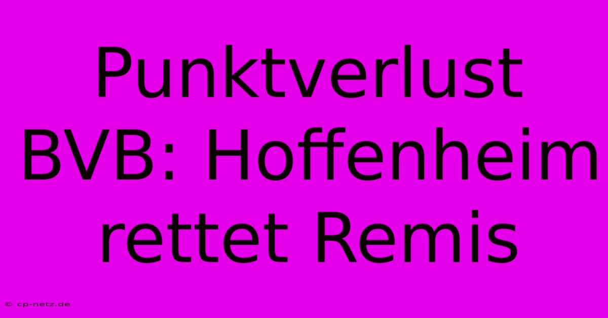 Punktverlust BVB: Hoffenheim Rettet Remis