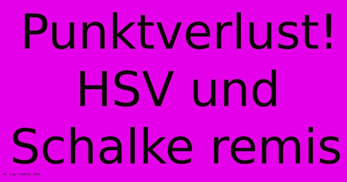 Punktverlust! HSV Und Schalke Remis