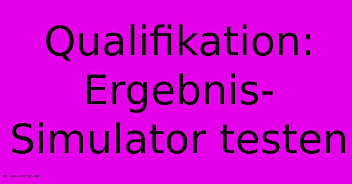 Qualifikation: Ergebnis-Simulator Testen