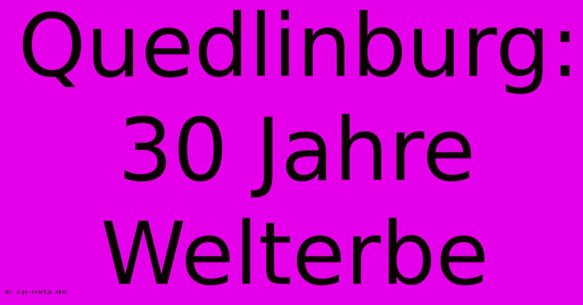 Quedlinburg: 30 Jahre Welterbe