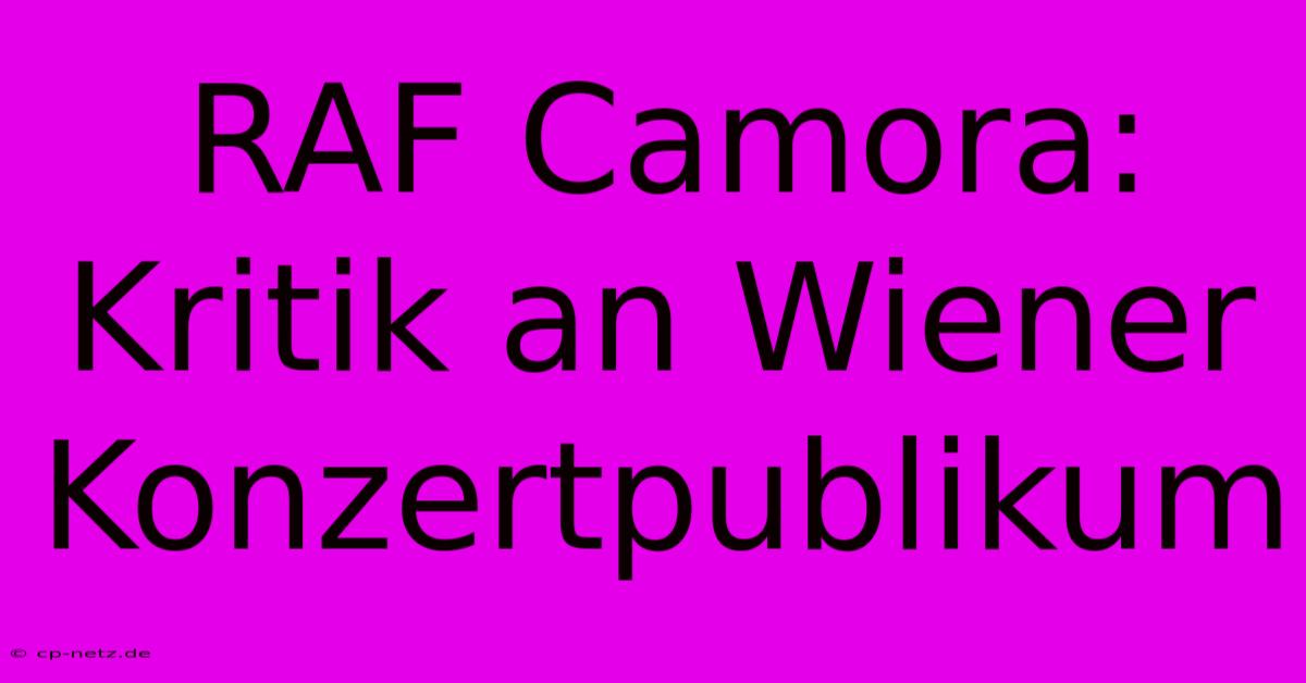 RAF Camora: Kritik An Wiener Konzertpublikum