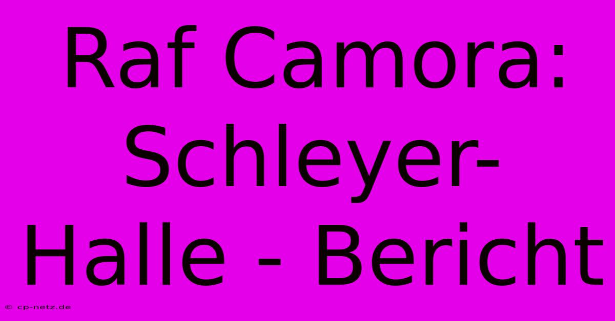 Raf Camora: Schleyer-Halle - Bericht