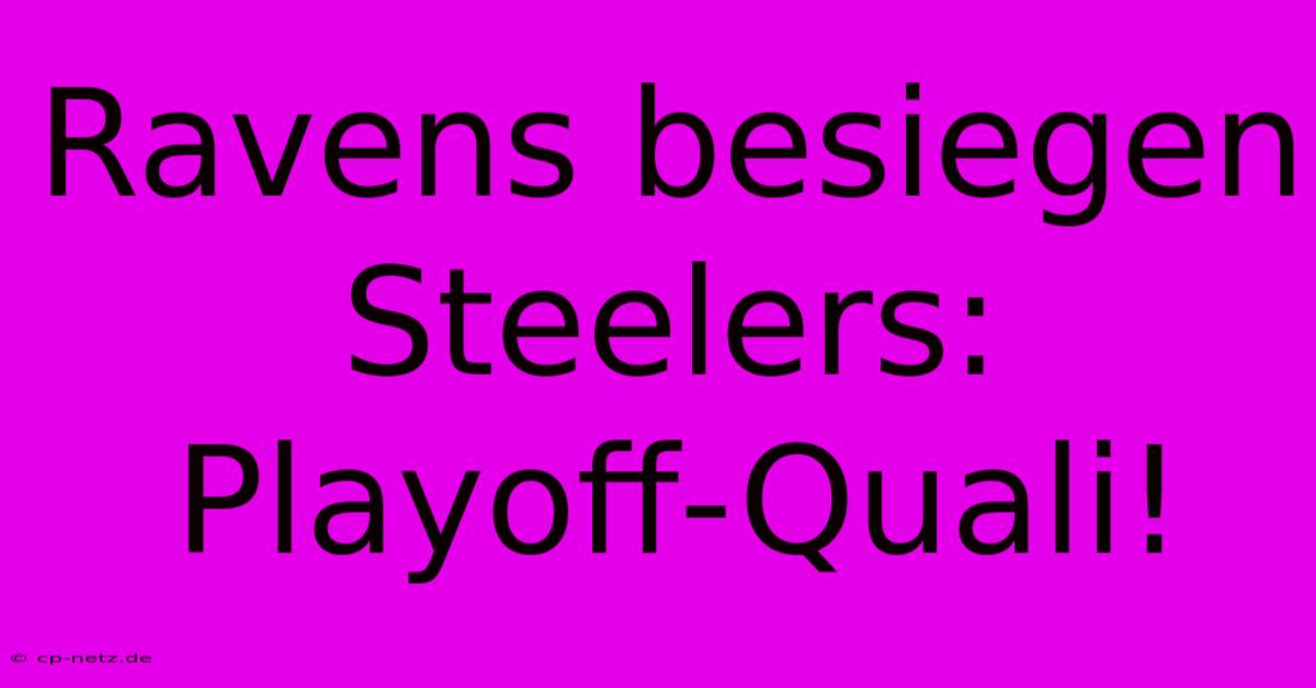 Ravens Besiegen Steelers: Playoff-Quali!