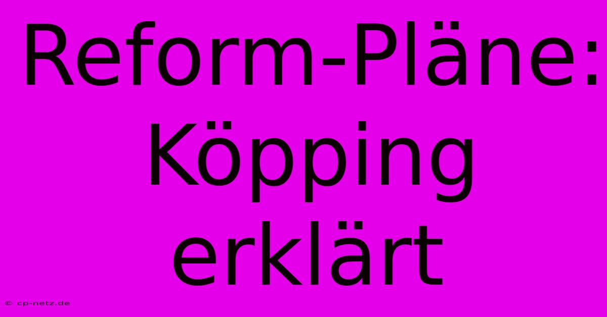 Reform-Pläne: Köpping Erklärt