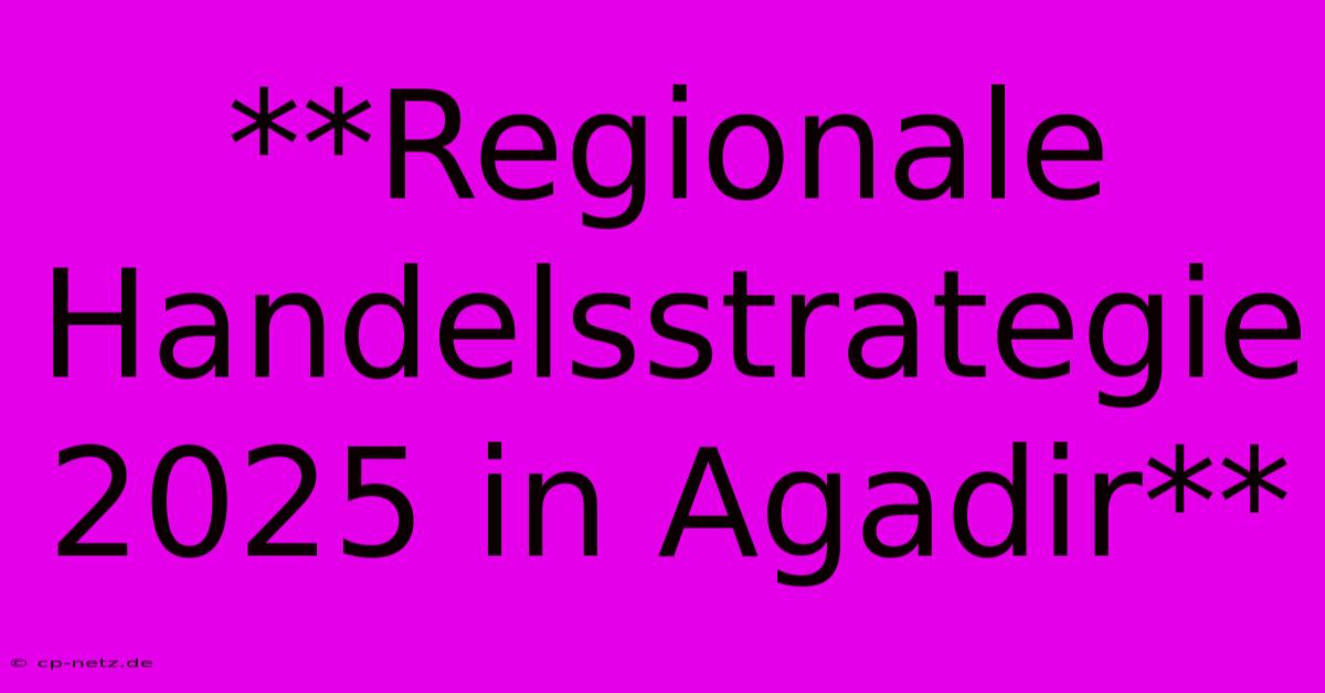 **Regionale Handelsstrategie 2025 In Agadir**