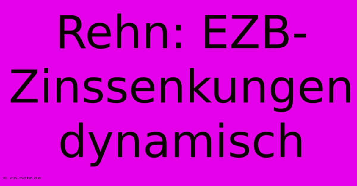 Rehn: EZB-Zinssenkungen Dynamisch