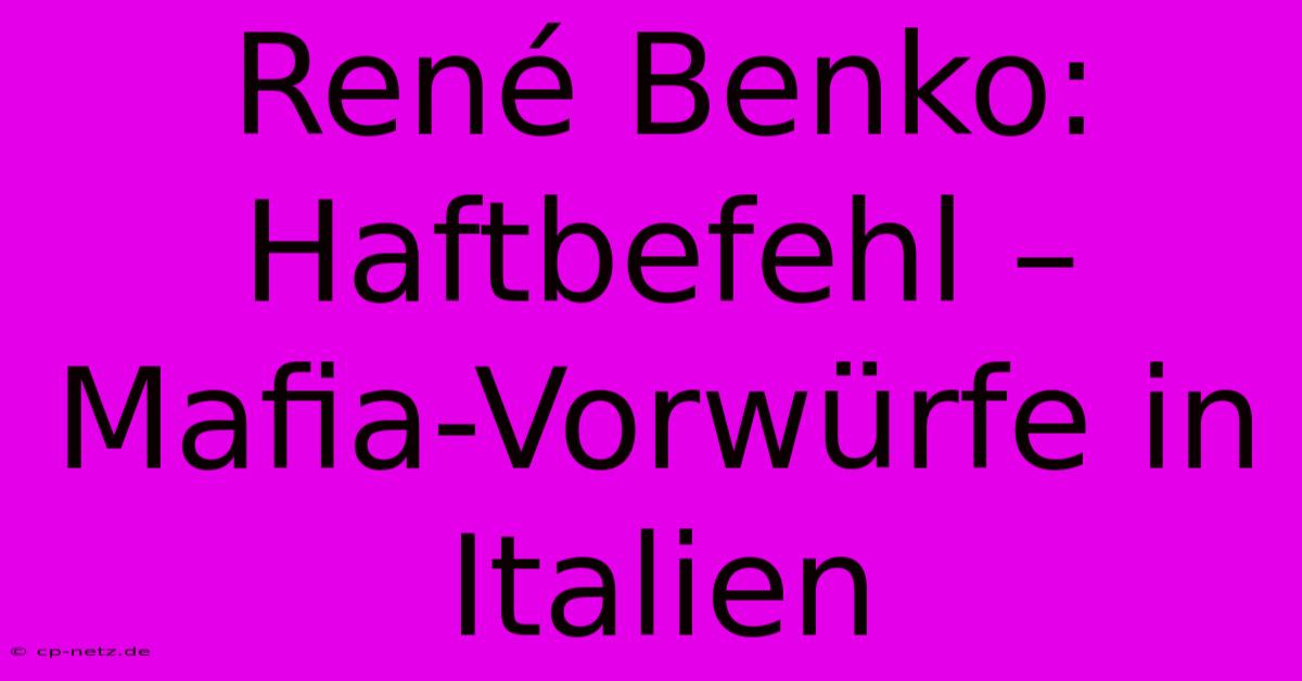 René Benko: Haftbefehl – Mafia-Vorwürfe In Italien