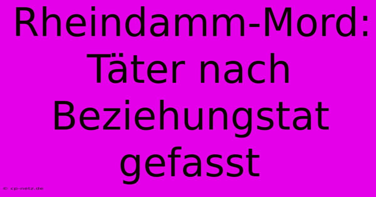 Rheindamm-Mord: Täter Nach Beziehungstat Gefasst