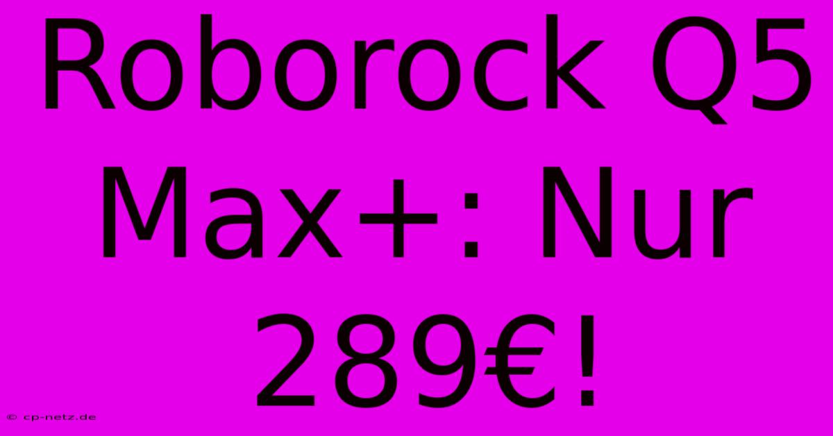 Roborock Q5 Max+: Nur 289€!