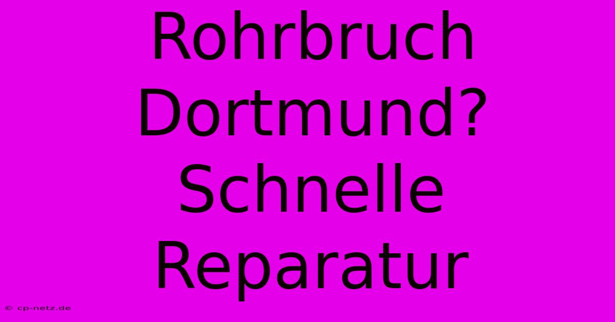 Rohrbruch Dortmund?  Schnelle Reparatur