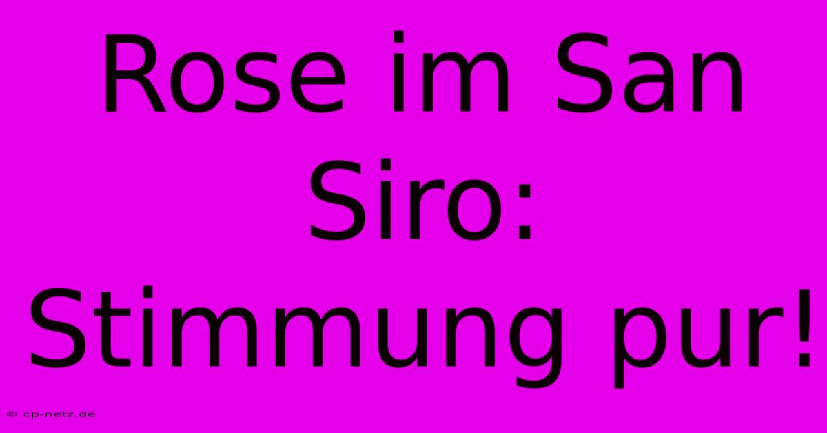 Rose Im San Siro: Stimmung Pur! 