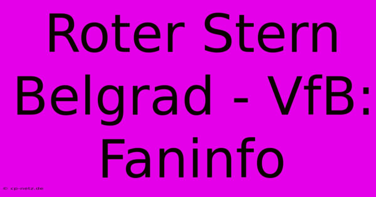 Roter Stern Belgrad - VfB: Faninfo