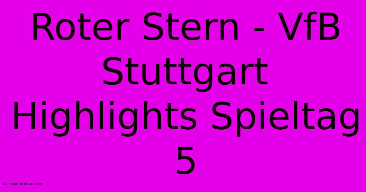 Roter Stern - VfB Stuttgart Highlights Spieltag 5